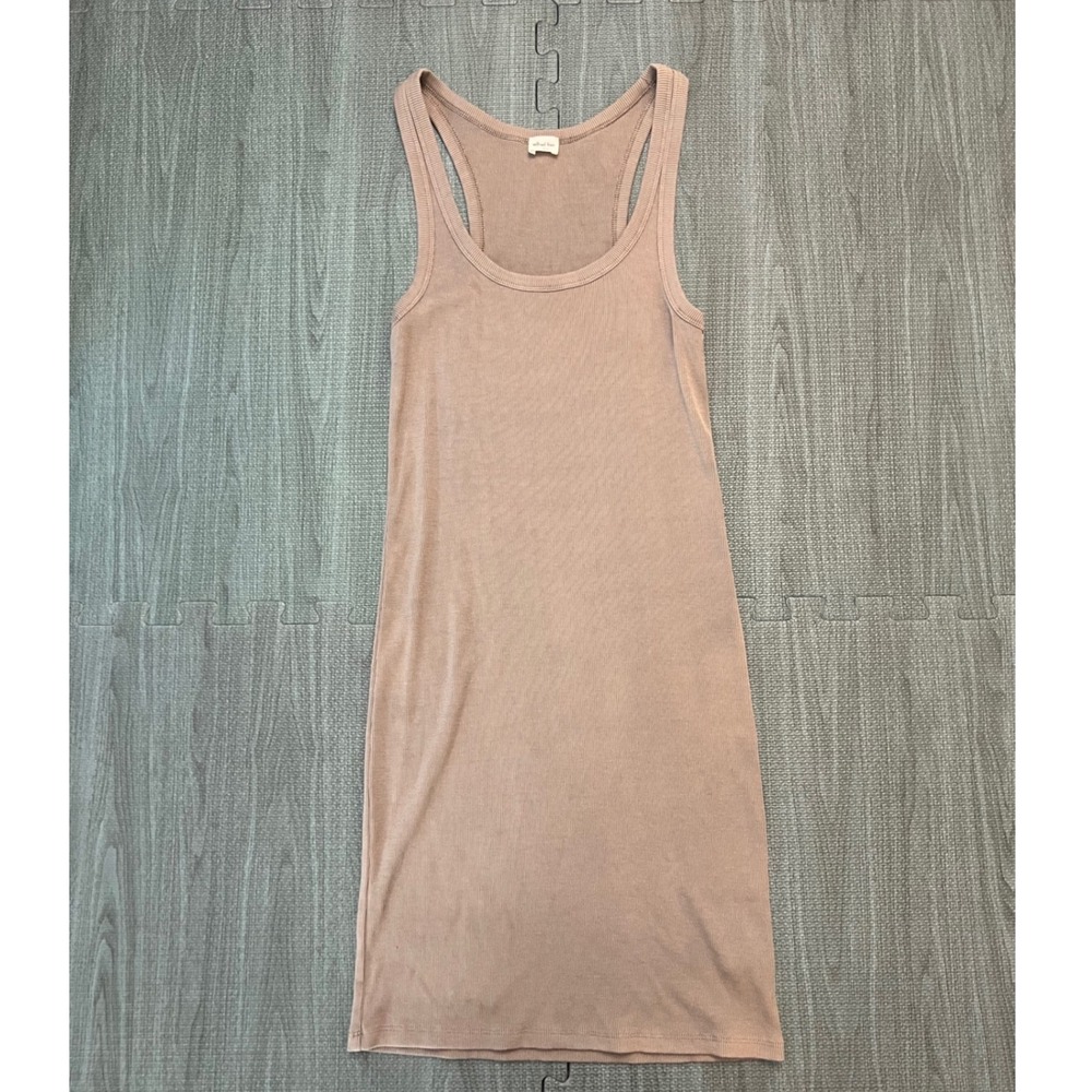 Wilfred Free Aritzia Ribbed Tank Mini Dress Taupe‎ Mauve Racerback Small